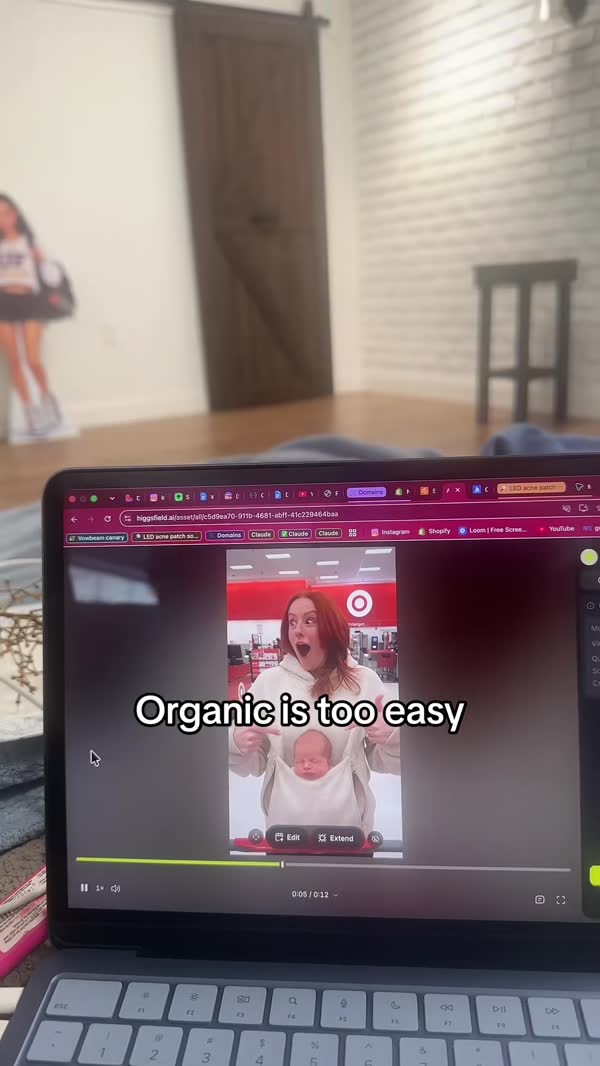 Screen recording of an AI UGC ad from the Organic is too easy video